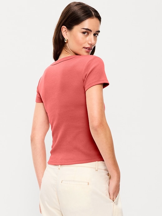 Image number 2 showing, Snug V-Neck Crop T-Shirt