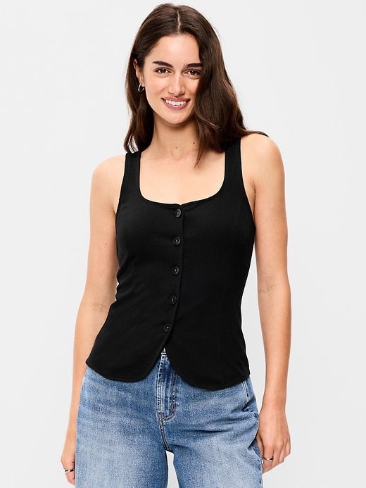 Image number 1 showing, Sleeveless Button-Down Top