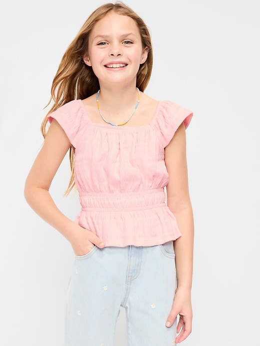 Image number 1 showing, Ruffled Smocked Top for Girls