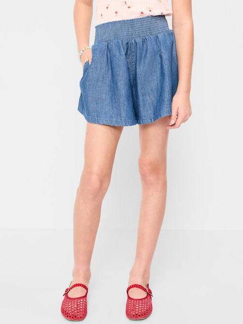SHORT À TAILLE SMOCKÉE EN CHAMBRAY POUR FILLE