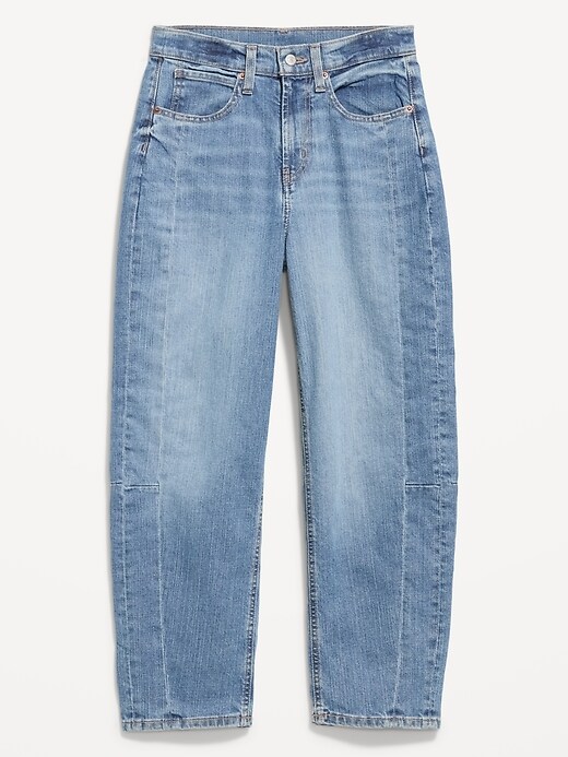 Image number 1 showing, High-Waisted Barrel Ankle Jeans