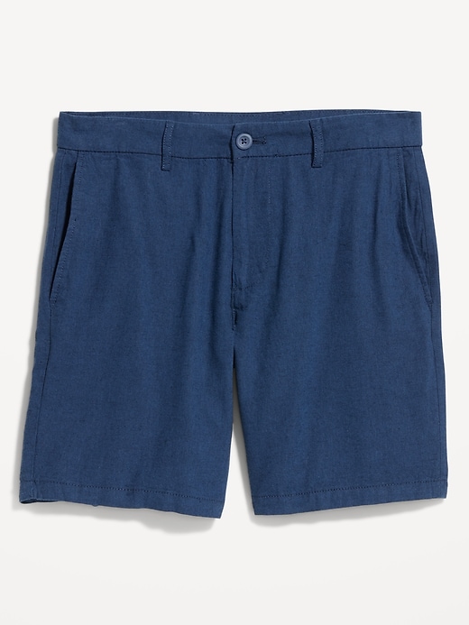 L'image numéro 5 présente Short chino étroit en mélange de lin, entrejambe de 20 cm.