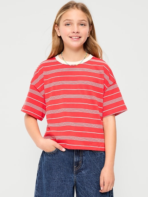 Image number 1 showing, Oversized Short-Sleeve Cropped T-Shirt for Girls
