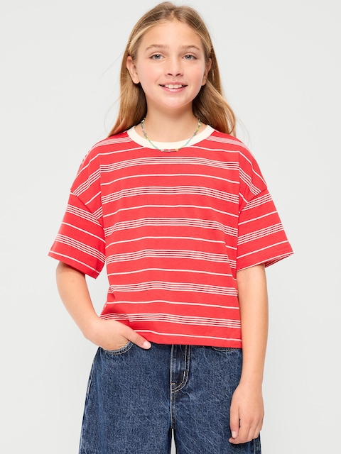 Oversized Short-Sleeve Cropped T-Shirt for Girls