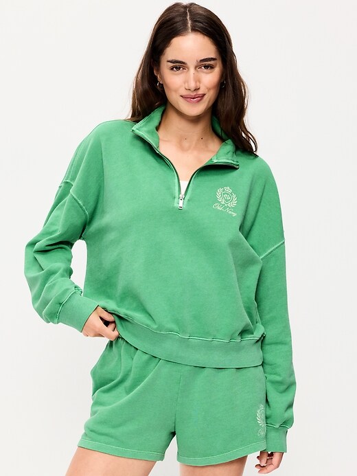 Image number 1 showing, SoComfy Oversized Logo Half-Zip Sweatshirt