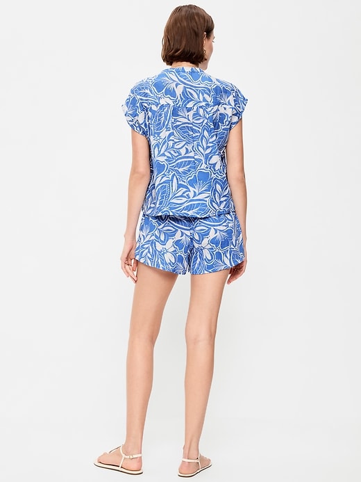 Image number 3 showing, High-Waisted Crinkle Gauze Shorts