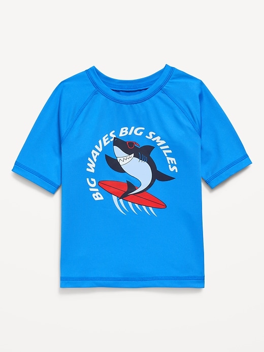 Image number 1 showing, Short-Sleeve Graphic Rashguard Swim Top for Toddler Boys