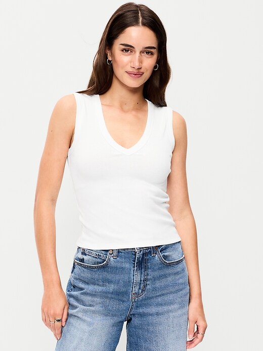 Image number 1 showing, Snug Crop V-Neck Tank Top