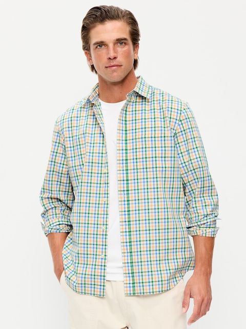 Classic Fit Everyday Plaid Poplin Shirt