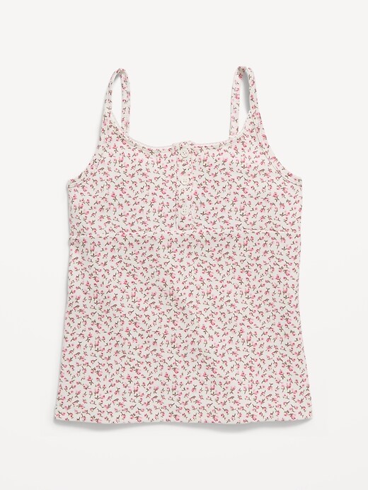 Image number 1 showing, Fitted Printed Henley Tank Top for Girls