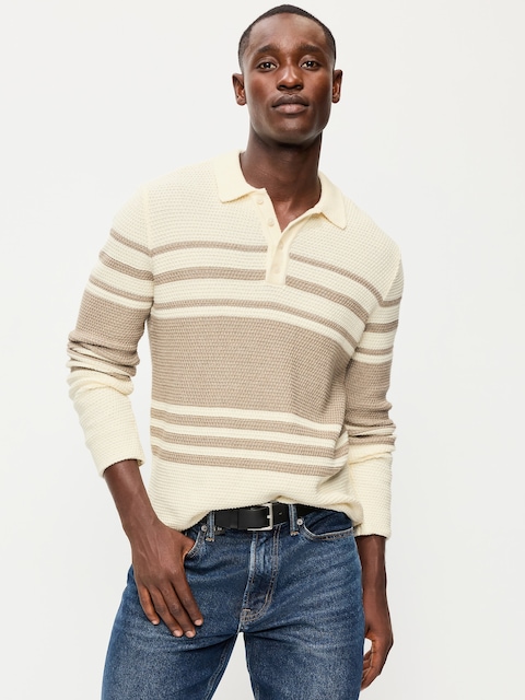 Long-Sleeve Collar Polo Sweater