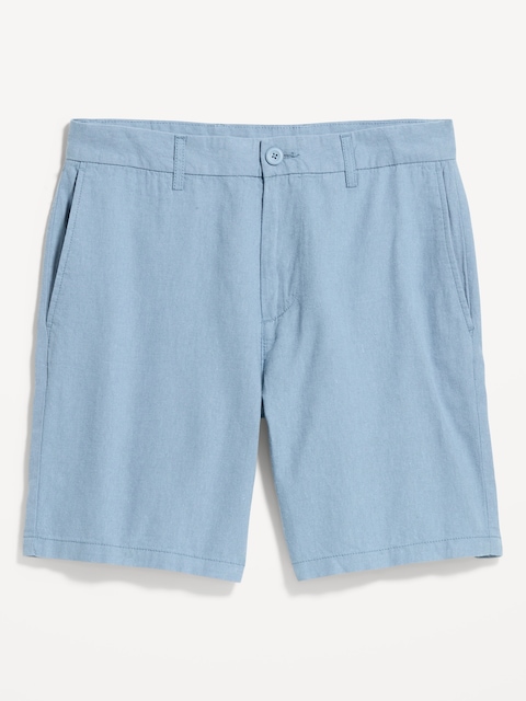 SHORT CHINO ÉTROIT EN MÉLANGE DE LIN, ENTREJAMBE DE 20 CM.