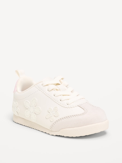 Image number 1 showing, Faux-Leather Lace-Up Sneakers for Toddler Girls