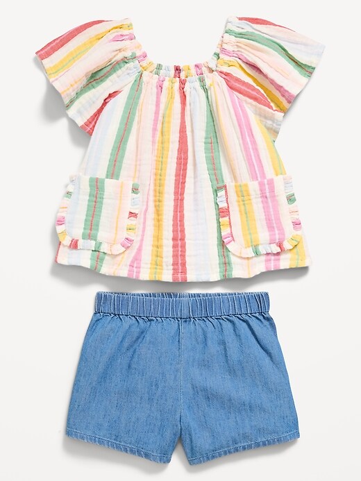 Image number 2 showing, Double-Weave Pocket Top and Shorts Set for Toddler Girls