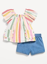 Image number 1 showing, Double-Weave Pocket Top and Shorts Set for Toddler Girls