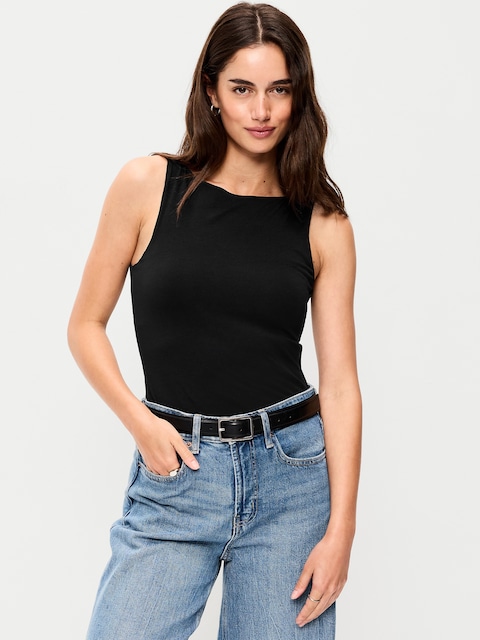 Hug Double-Layer Boat-Neck Top