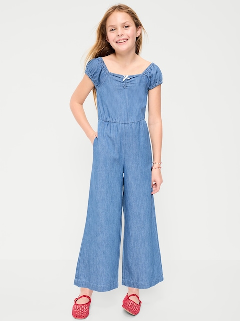 Short-Sleeve Chambray Jumpsuit for Girls