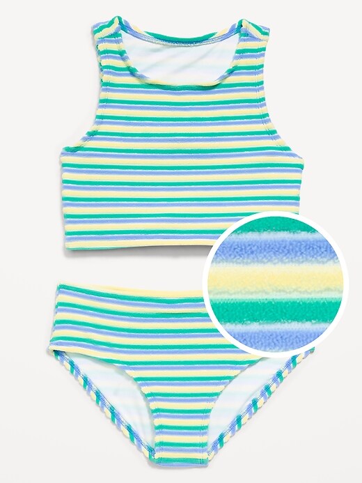 L'image numéro 1 présente Maillot tankini texturé à rayures pour fille