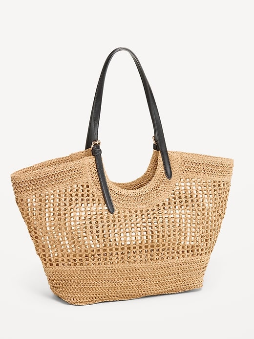 Image number 1 showing, Open-Weave Straw Tote Bag