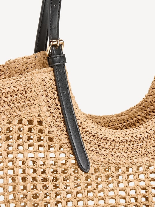 Image number 4 showing, Open-Weave Straw Tote Bag