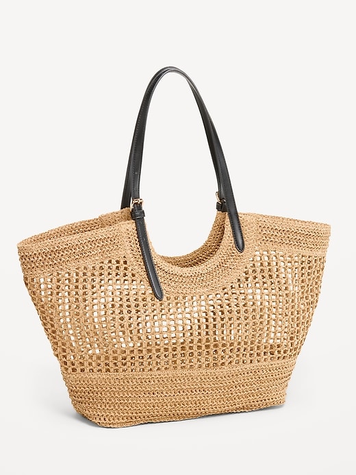 Image number 3 showing, Open-Weave Straw Tote Bag