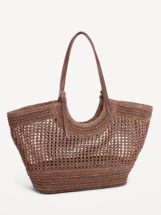 Image number 1 showing, Open-Weave Straw Tote Bag