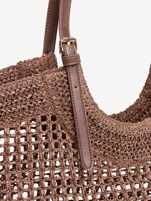 Image number 4 showing, Open-Weave Straw Tote Bag