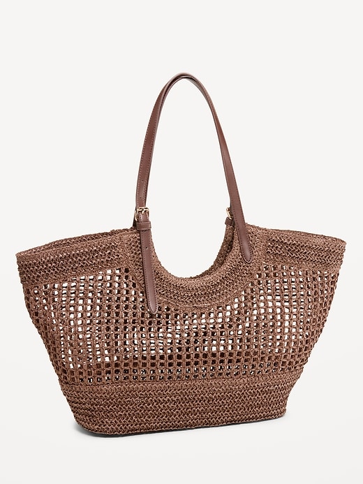 Image number 3 showing, Open-Weave Straw Tote Bag