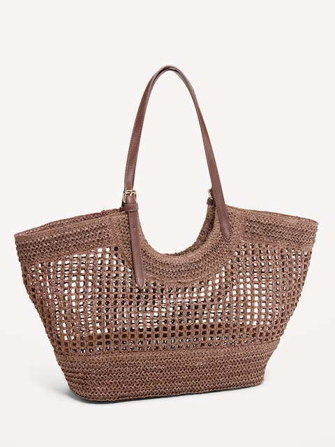 Open-Weave Straw Tote Bag