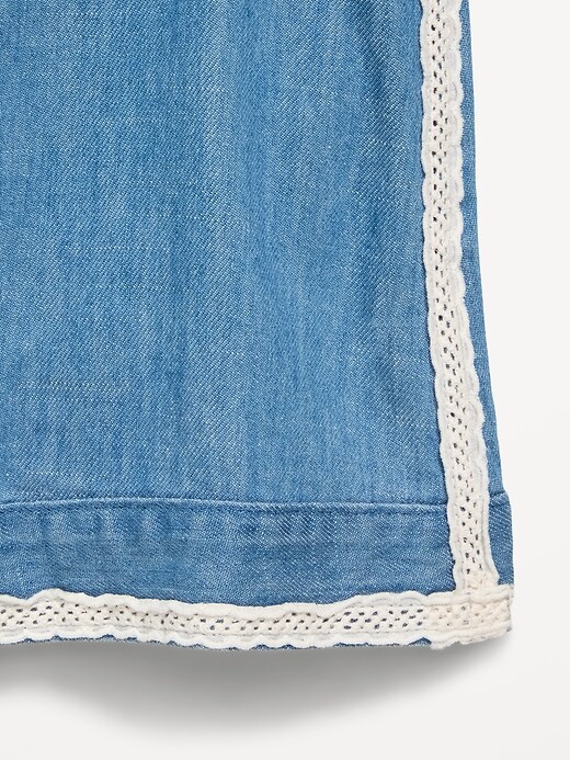 Image number 4 showing, Sleeveless Lace-Trim Chambray Top for Girls