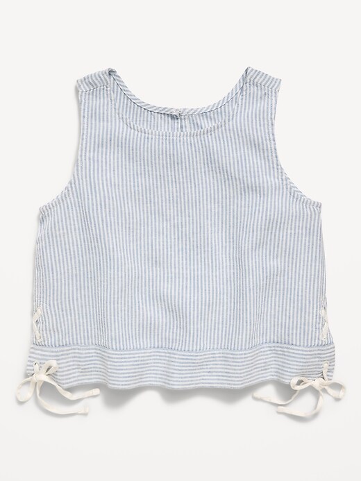 Image number 2 showing, Sleeveless Striped Tie-Knot Linen-Blend Top for Girls