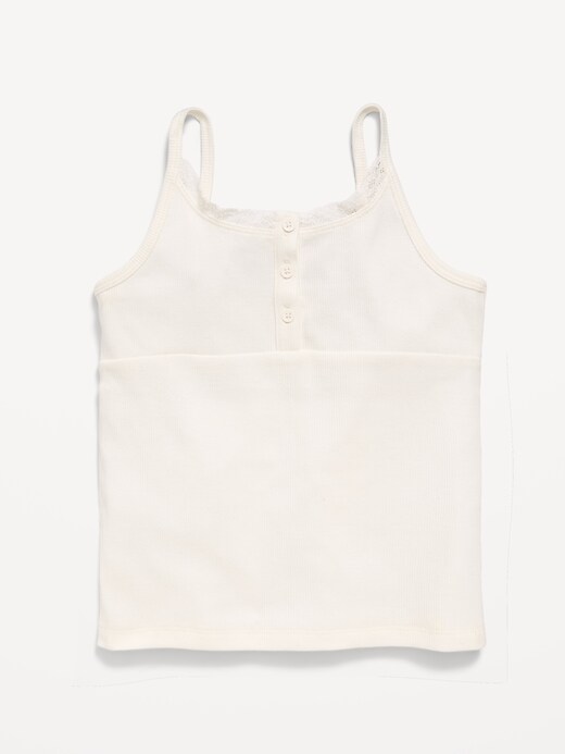 Image number 2 showing, Fitted Lace-Trim Henley Tank Top for Girls