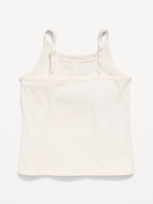 Image number 3 showing, Fitted Lace-Trim Henley Tank Top for Girls