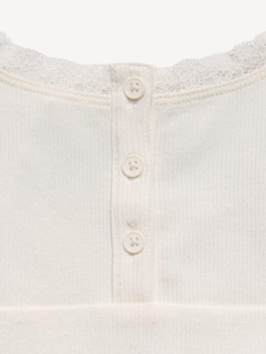 Image number 4 showing, Fitted Lace-Trim Henley Tank Top for Girls
