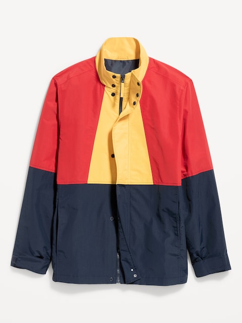 Water-Resistant Relaxed Color-Block Jacket