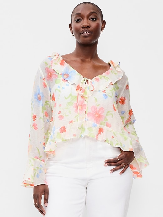 Image number 5 showing, Bell-Sleeve Ruffle Top