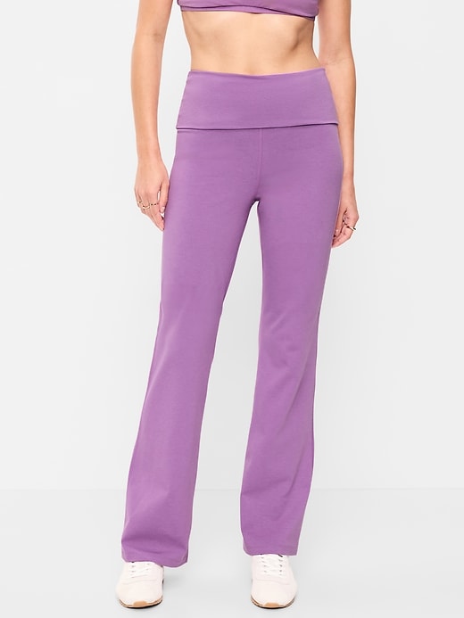 Image number 1 showing, High-Waisted PowerChill Fold-Over Bootcut Leggings