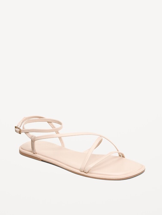 Image number 1 showing, Strappy Faux-Leather Sandals