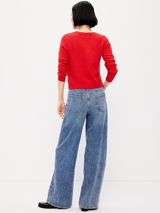 Image number 3 showing, High-Waisted Baggy Wide-Leg Stretch Jeans