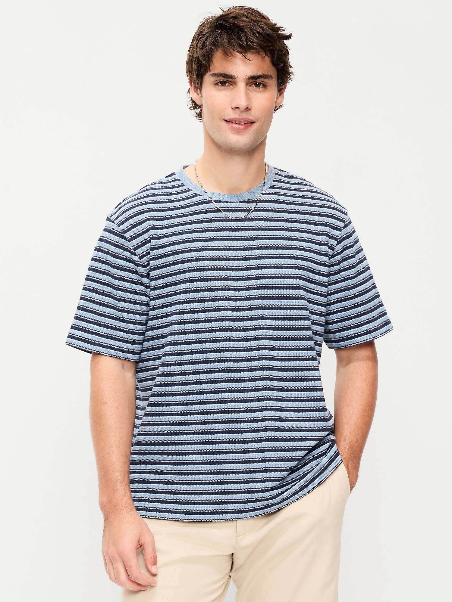Textured-Knit Striped T-Shirt