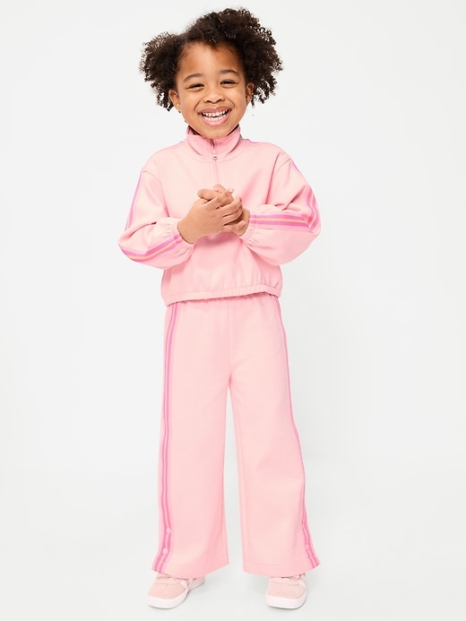 Image number 1 showing, Dynamic Fleece Quarter-Zip and Wide-Leg Sweatpants Set for Toddler Girls