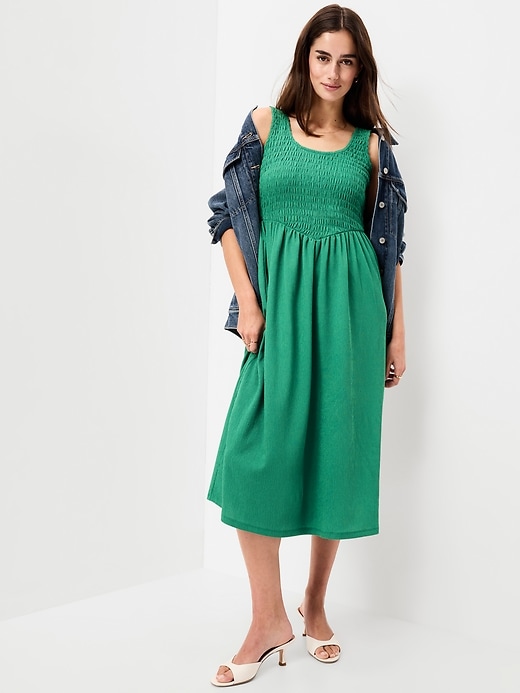 Image number 3 showing, Fit & Flare Sleeveless Smocked-Bodice Midi Dress