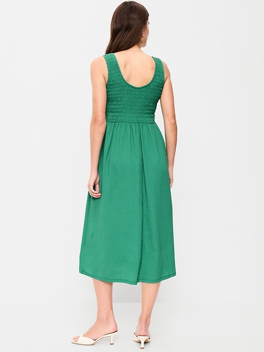 Image number 2 showing, Fit & Flare Sleeveless Smocked-Bodice Midi Dress