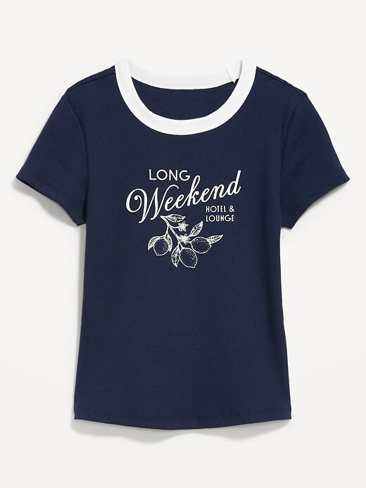 Image number 1 showing, Snug Ribbed Crop T-Shirt