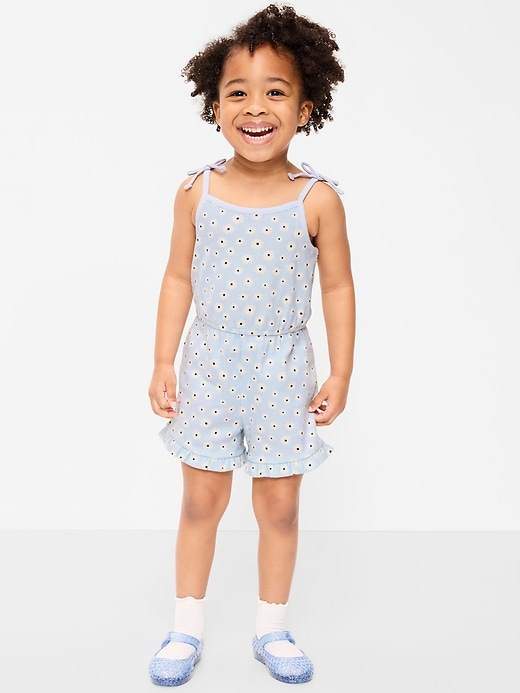Image number 1 showing, Sleeveless Tie-Bow Ribbed Romper for Toddler Girls