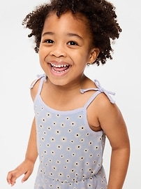 Image number 3 showing, Sleeveless Tie-Bow Ribbed Romper for Toddler Girls