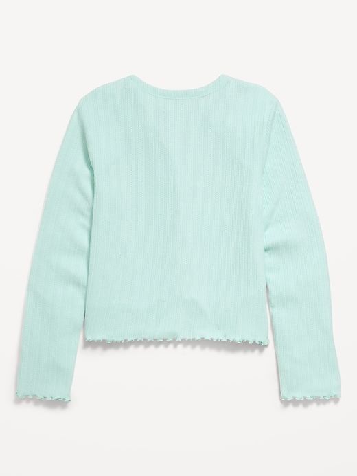Image number 3 showing, Pointelle-Knit V-Neck Cardigan for Girls