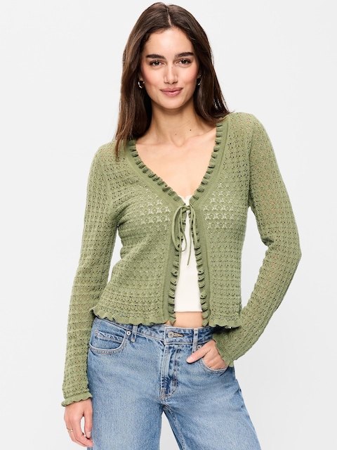Tie-Front Open Cardigan
