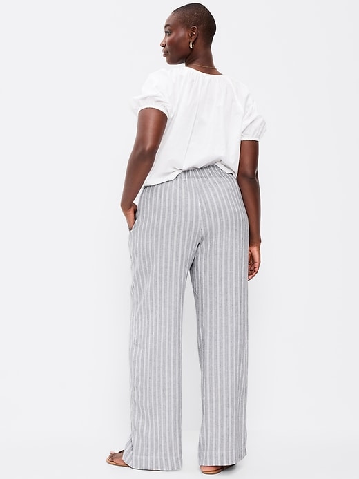 Image number 6 showing, High-Waisted Linen-Blend Wide-Leg Pants