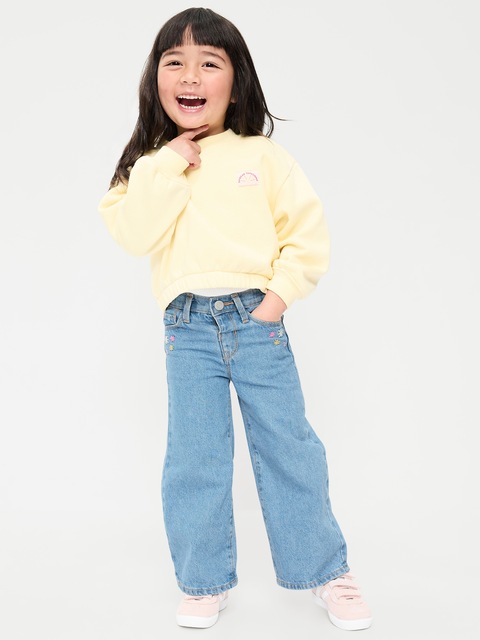 Baggy Embroidered Wide-Leg Jeans for Toddler Girls
